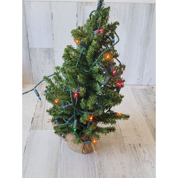 Mini multicolor Christmas tree burlap sack home decor figure - Picture 5 of 11